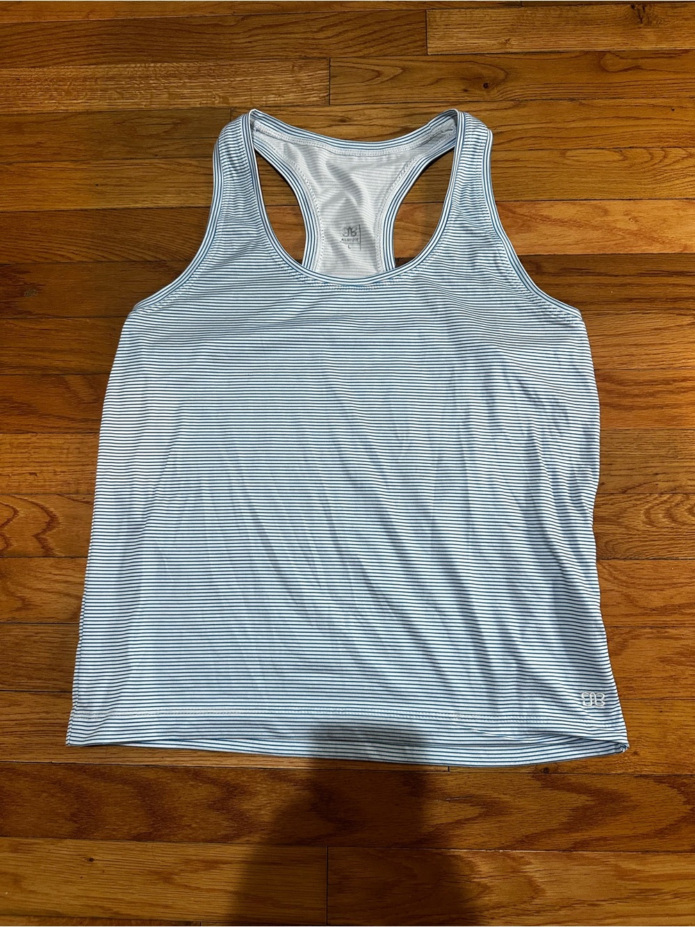 Albion Blue & White Striped Tank Top Racerback Athleisure‎ Activewear Large